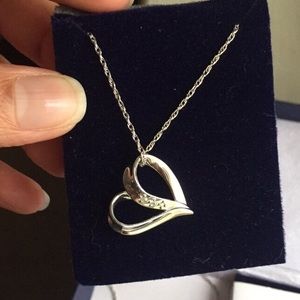 Sterling Silver Necklace with 3 Genuine Diamonds
